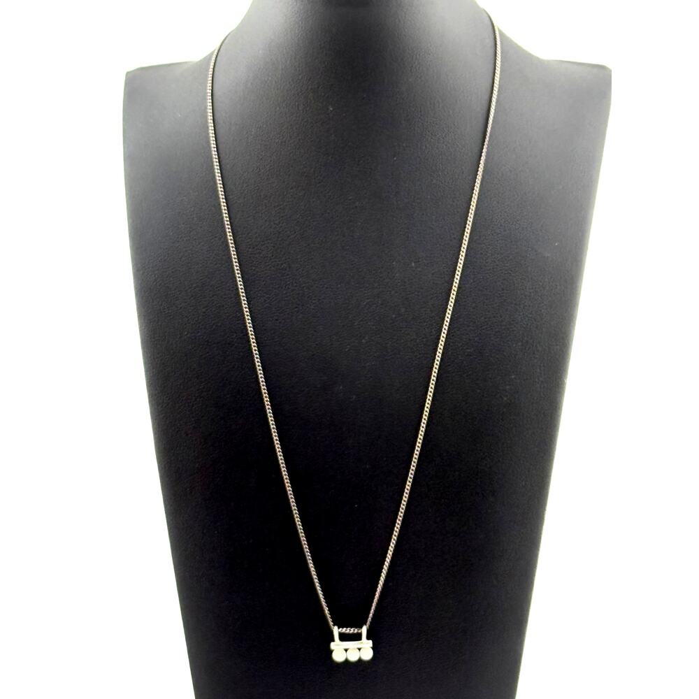 Jane Diaz Sterling Silver Bar Amulet Pendant with 3 Discs Necklace